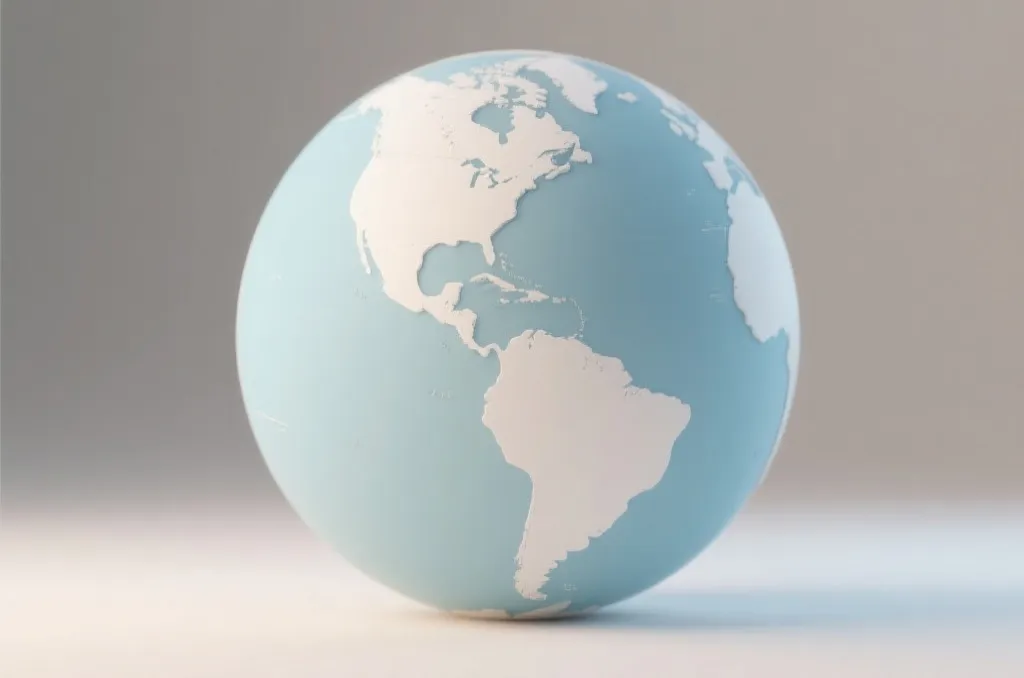 A clean minimalist 3D rendering of a globe focusing on North America, soft studio lighting, professional graphic design style